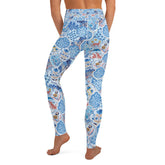 High Waist Yoga Leggings in Blue Jungle