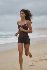 Liberty Racerback Swimsuit ― Coffee / Lilac