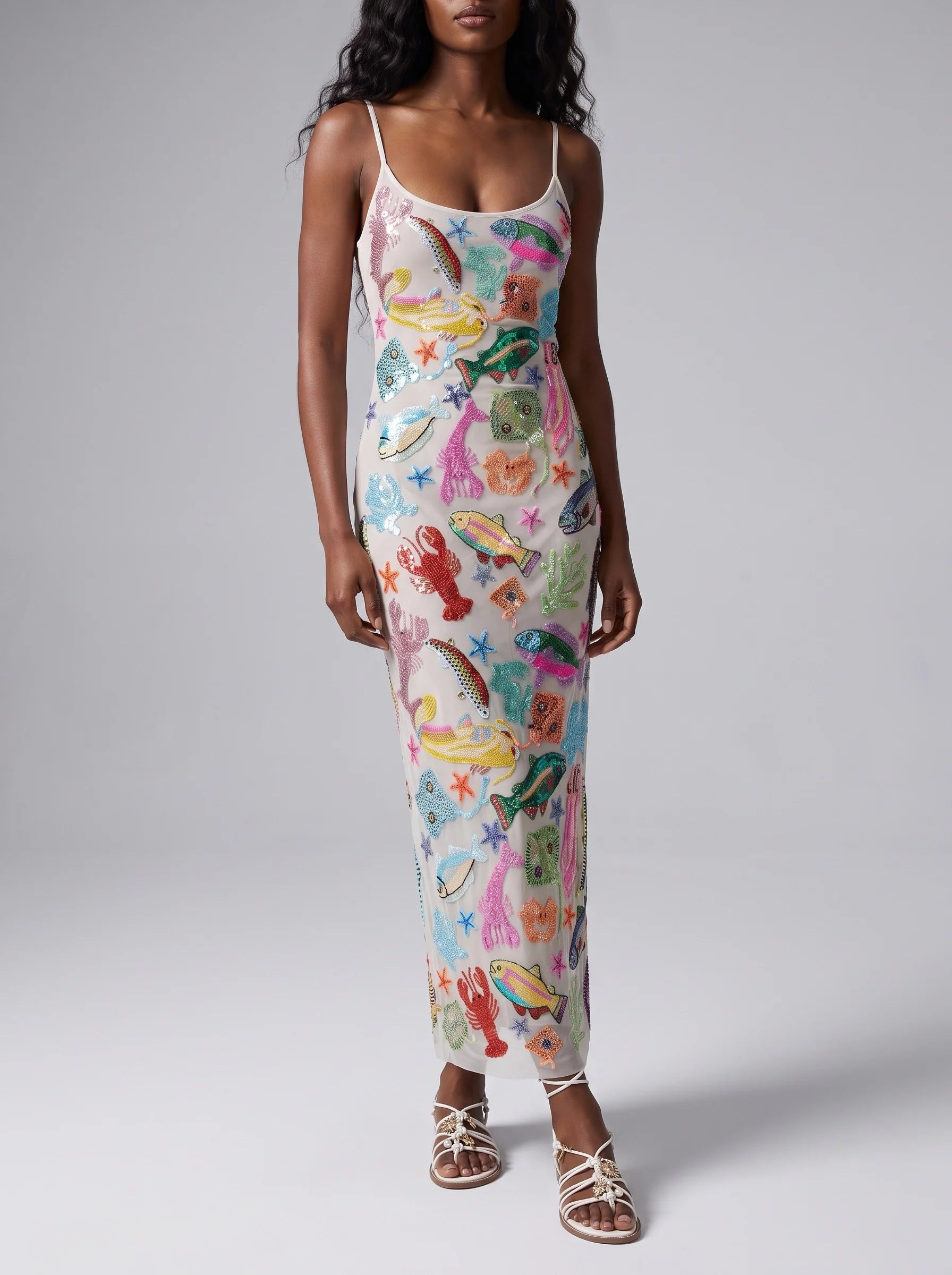 Arizona Long Dress Maxi Thin Strap Sheer