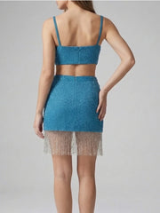 BETTY Hand Beaded Top Blue