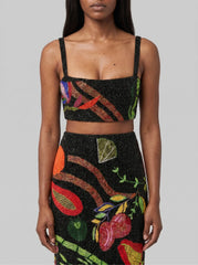 La Noche Beaded Co-Ord Top Black Christina Milian