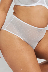 Banksia Recycled-Tulle High-Rise Briefs - Glacier White