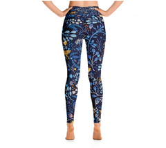 High Waist Yoga Leggings in Blue Leopards