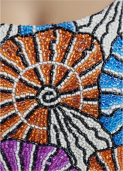 Oceanus X Zandra Rhodes Swirlshell Beaded One Piece in Multi