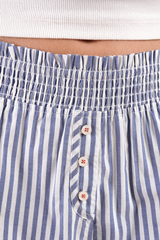 Lomandra Striped Ethical-Cotton Pyjama Shorts - Oceanic Blue