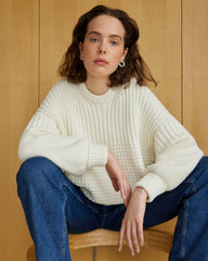 Delčia: Off-White Cotton Sweater & Shorts Set