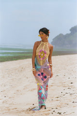 Rowan Halter Maxi Crochet Dress Multi