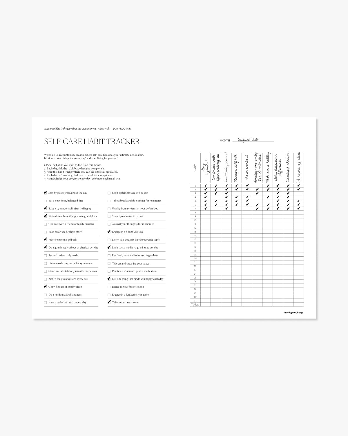 Self Care Habit Tacker