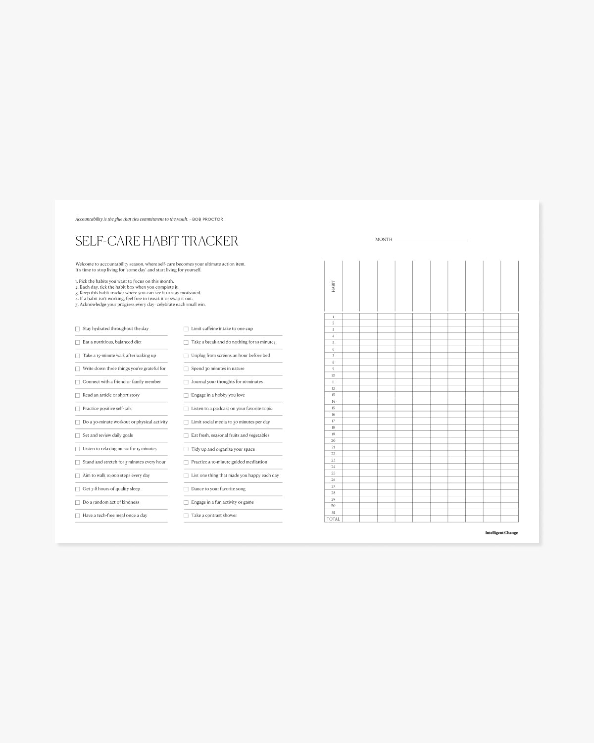 Self Care Habit Tacker