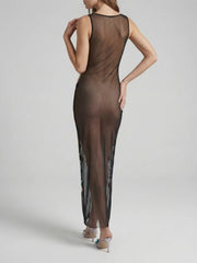 Starlit Cosmos Sheer Maxi Dress