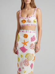 New York Hand-Embroidered Top White