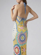 Aura Mosaic Yellow Blue Crochet Dress