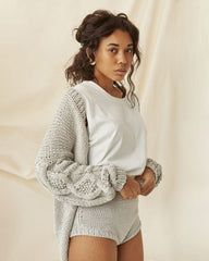 Tom: Silver Grey Cotton Cardigan