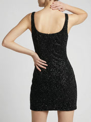 Serpentina Noir Scoop Neck Mini Dress