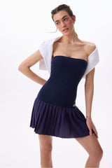 ON & OFF COURT DRESS; CONVERTIBLE STRAPLESS TENNIS DRESS & SKIRT