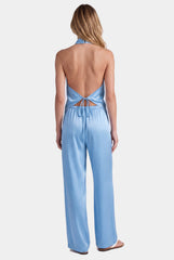 Blue Silk Halter Top the Lady