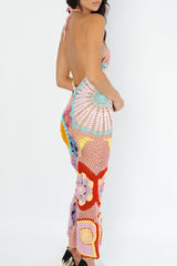 Kaia Crochet Coral Multi Maxi Dress