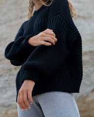 Delčia: Black Cotton Sweater & Shorts Set