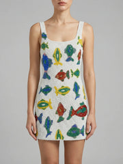 Tropical Fish Beaded Mini Dress
