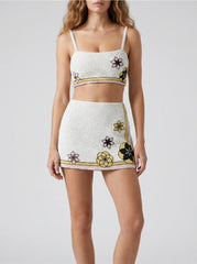 Mei Flattering Summer Luxe Co-Ord Top - White