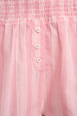 Lomandra Striped Ethical-Cotton Pyjama Shorts - Sunset Peach