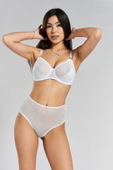 Banksia Recycled-Tulle High-Rise Briefs - Glacier White