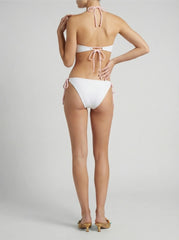 Pink Palm Whisper Ivory Bikini Top