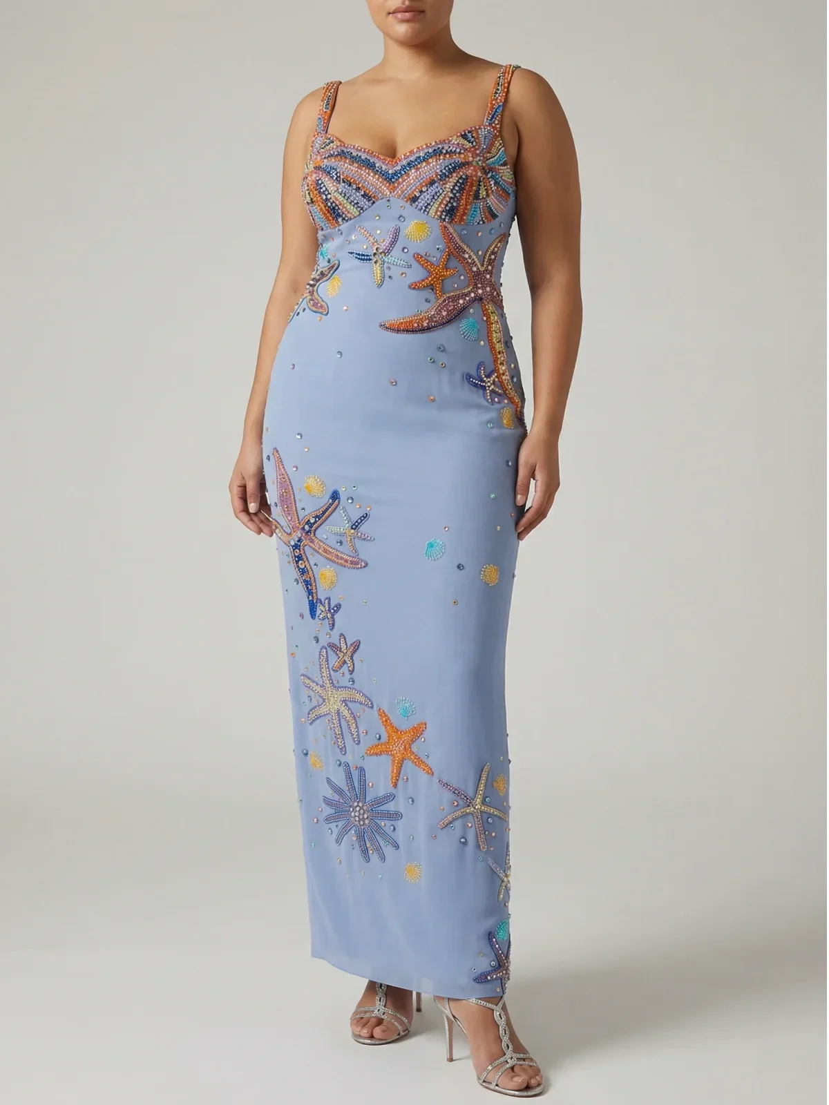 Crescent Shell Long Dress Lilac