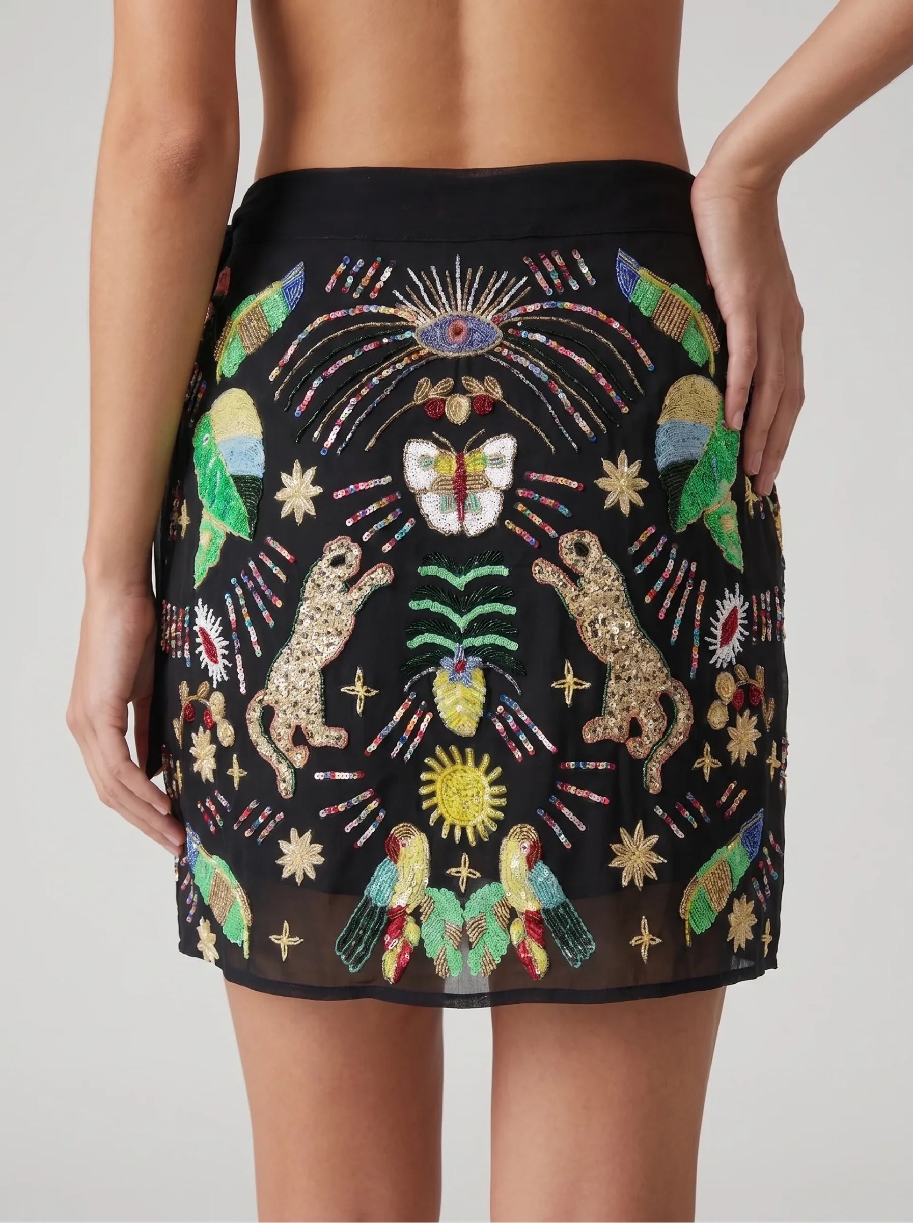 Aurelia Embroidered Luxury Black Mini Skirt