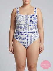 Marie Sea Dress White Blue Beaded