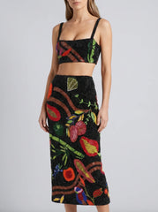 La Noche Beaded Co-Ord Top Black Christina Milian