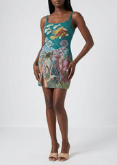 Coastal Blue Coral Mini Dress