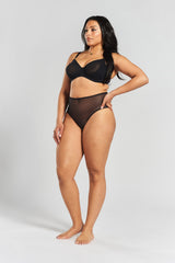 Banksia Recycled-Tulle High-Rise Briefs - Volcanic Black