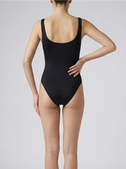 Palm Dusk Scoop Swimsuit Black Palm Tree - Purple Ombre