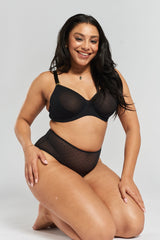 Konara Recycled-Lace Fuller-Cup Underwired Bra - Volcanic Black
