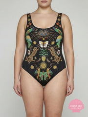Willow Hand Embroidered Black Swimsuit