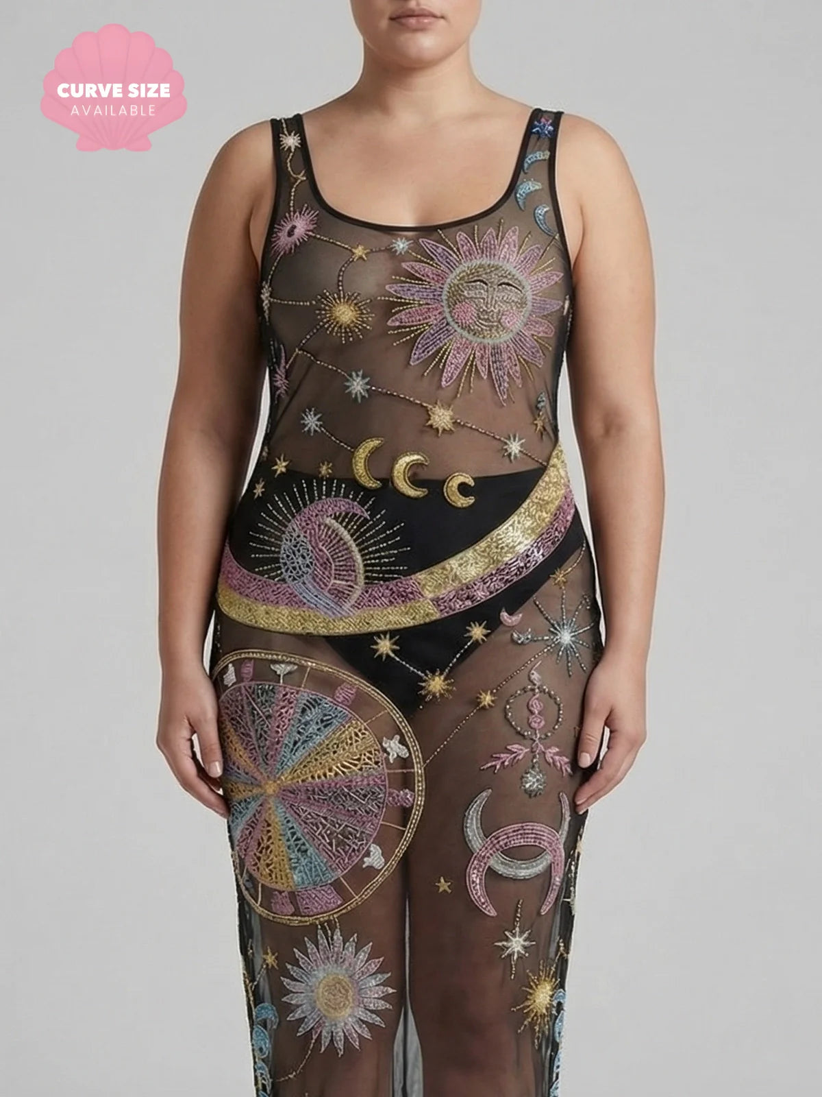 Starlit Cosmos Sheer Maxi Dress