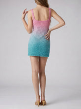 Sofia Hand Beaded Party Dress Pink Blue Ombre