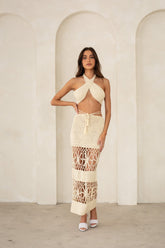 Amaya Crochet Two Piece Set in Stone