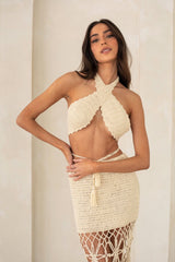 Amaya Crochet Two Piece Set in Stone