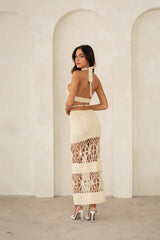 Amaya Crochet Two Piece Set in Stone