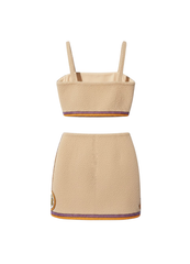 Melodie Co-Ord Hand Embroidered Crystal Skirt - Peach