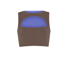 CUT OUT BRA TOP - RUSTY GREEN (INSIDE ROYAL BLUE)