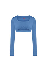 Free Heaven Long Sleeve Crop Top - Coronet Blue