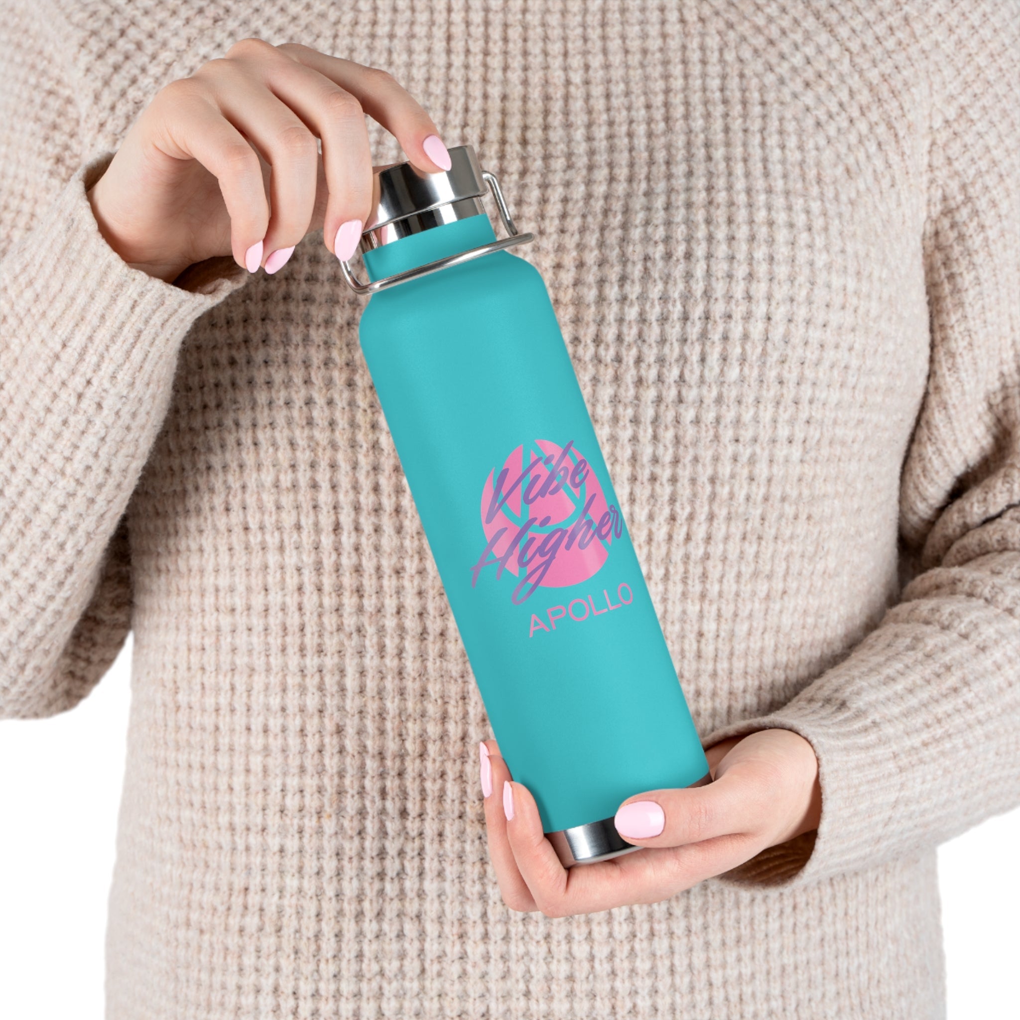 Copy of 22oz Copper Vacuum Insulated Bottle — Cheerful Mint Green Mascot Design