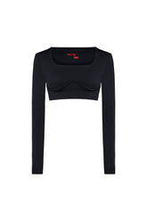 Free Heaven Long Sleeve Crop Top - Jet Black