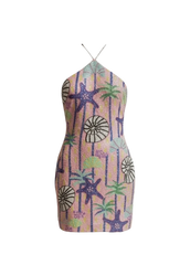 Shell Halterneck Pink Mini Dress