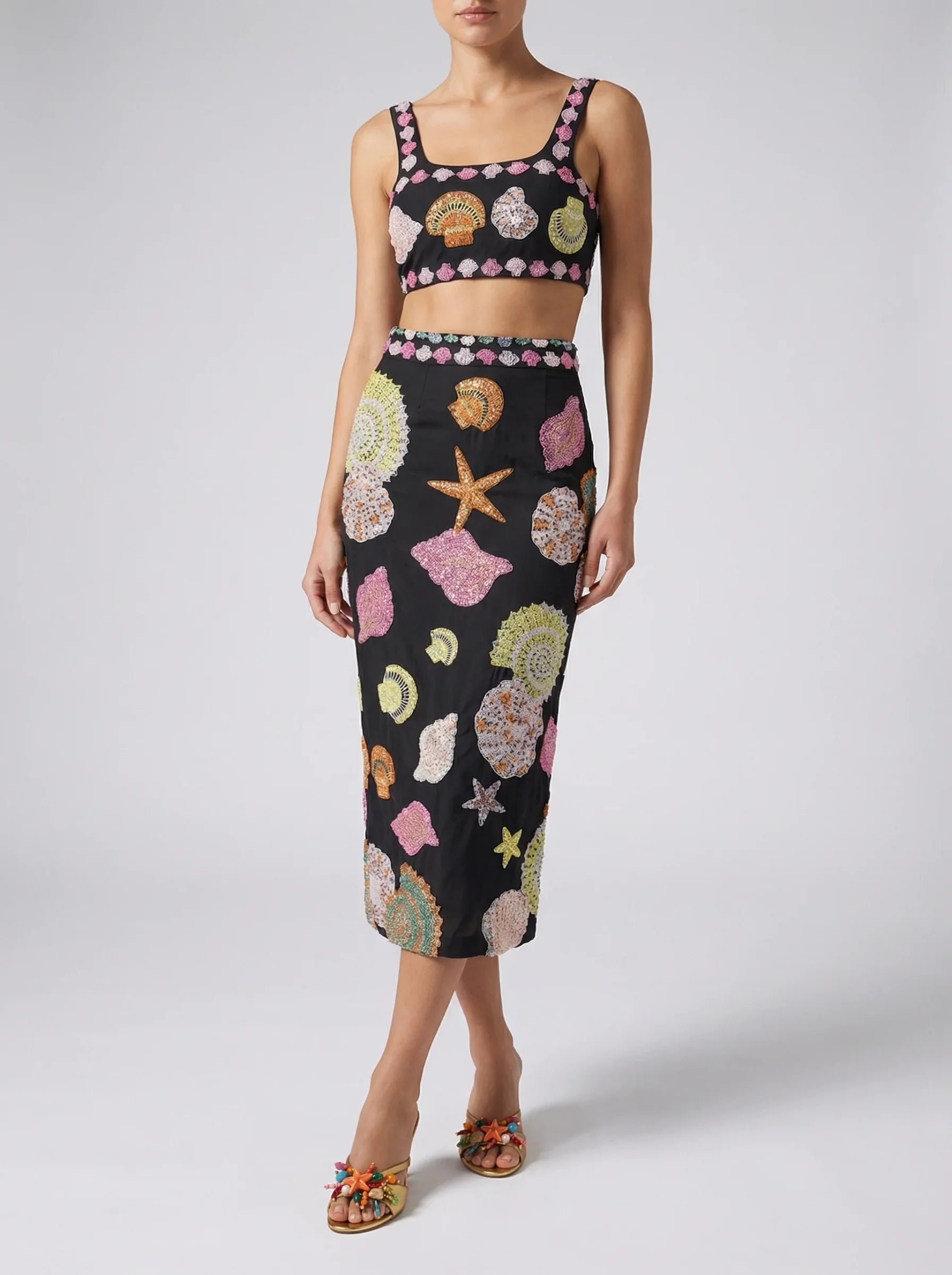 New York Hand-Embroidered Top Black