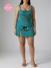 Curve St. Barth Hand-Beaded Crystal Dress - Teal
