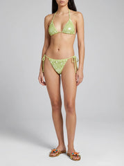 Sienna Sequin Embroidery Bikini Top - Green